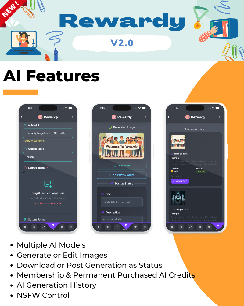 Rewardy - AI Status App with Reward Points + PWA + Backend